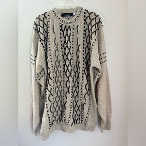 Protege Collection Sweater Men’s Big Tall Sz 2XLT Knit Beige 3D Vintage 90’s Y2K